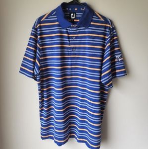 Footjoy Medium Blue and Orange Striped Golf Shirt